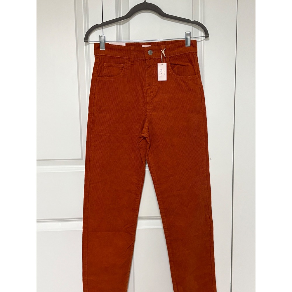 Franki by Francesca's Youth 12 Rust Orange Corduroy Ultra High Rise Mom Jeans - Picture 2 of 9